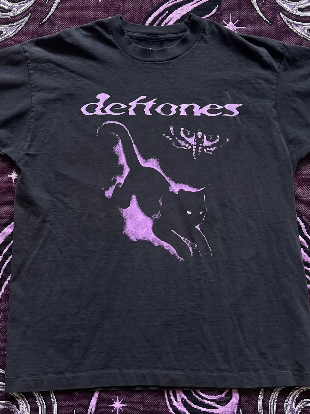 Gildan Black Deftones Tee with Purple Graphic